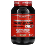 MuscleMeds Carnivor Shred envase frontal mostrando etiqueta y beneficio de proteína magra