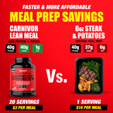 MuscleMeds envase junto a manzana para comparar tamaño y porciones prácticas