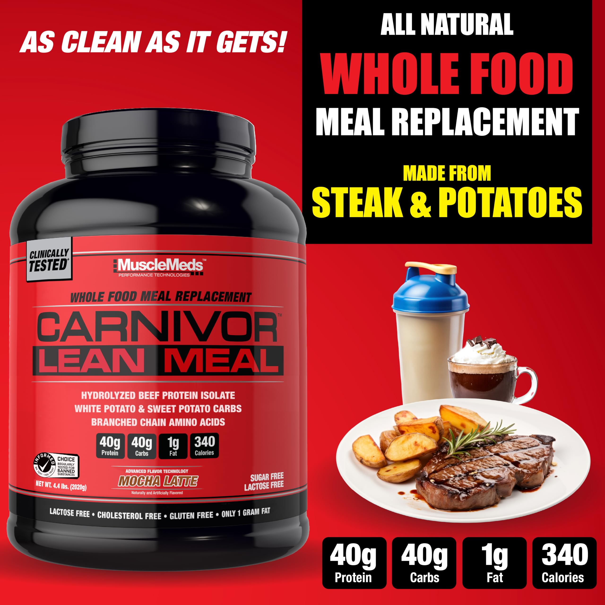 MuscleMeds vaso preparado Mocha Latte listo para beber, energía postentreno