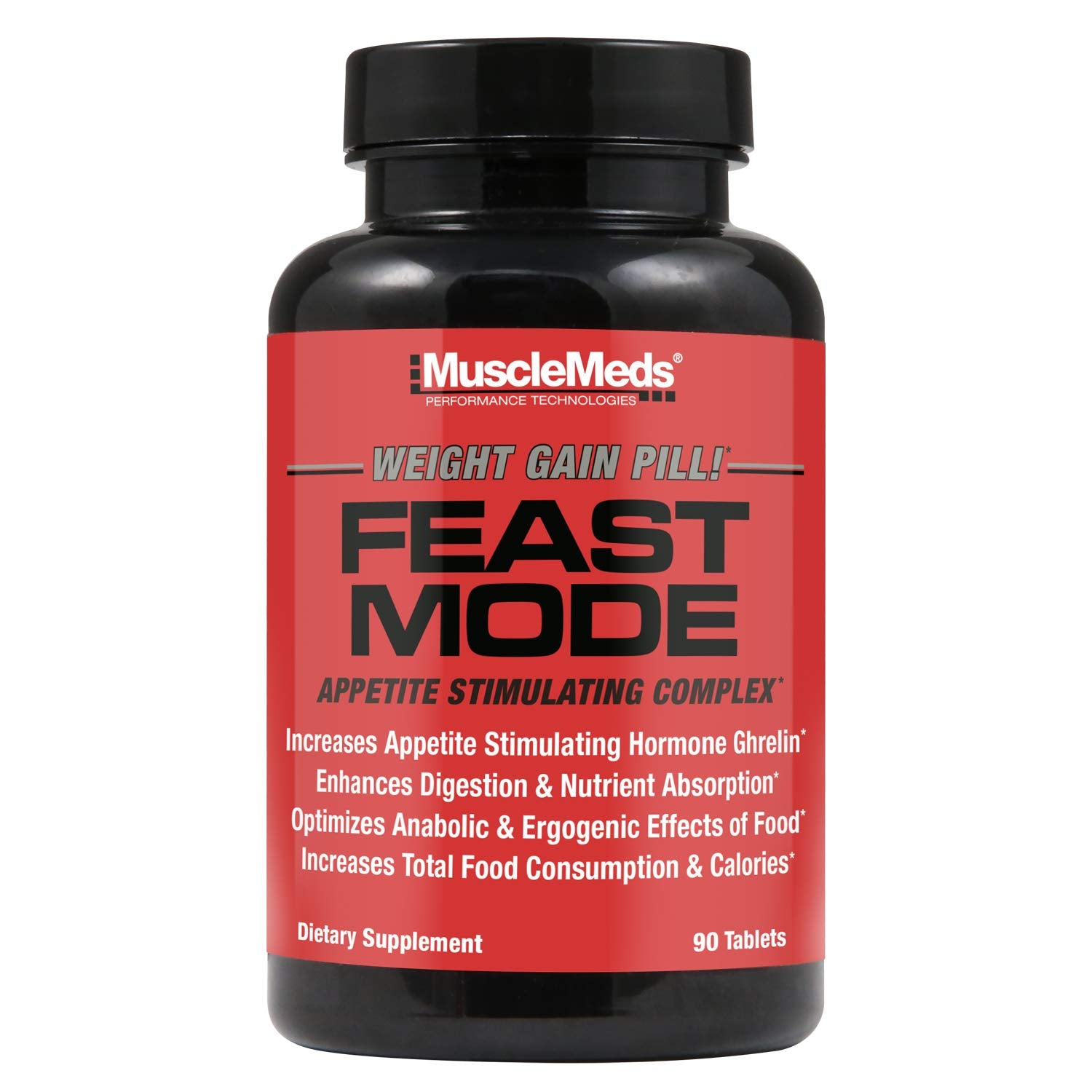 MuscleMeds envase frontal mostrando 90 cápsulas y beneficio apetito aumentado