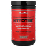 MuscleMeds Nitrotest frente del envase mostrando información de servidos y sabor sandía para energía intensa