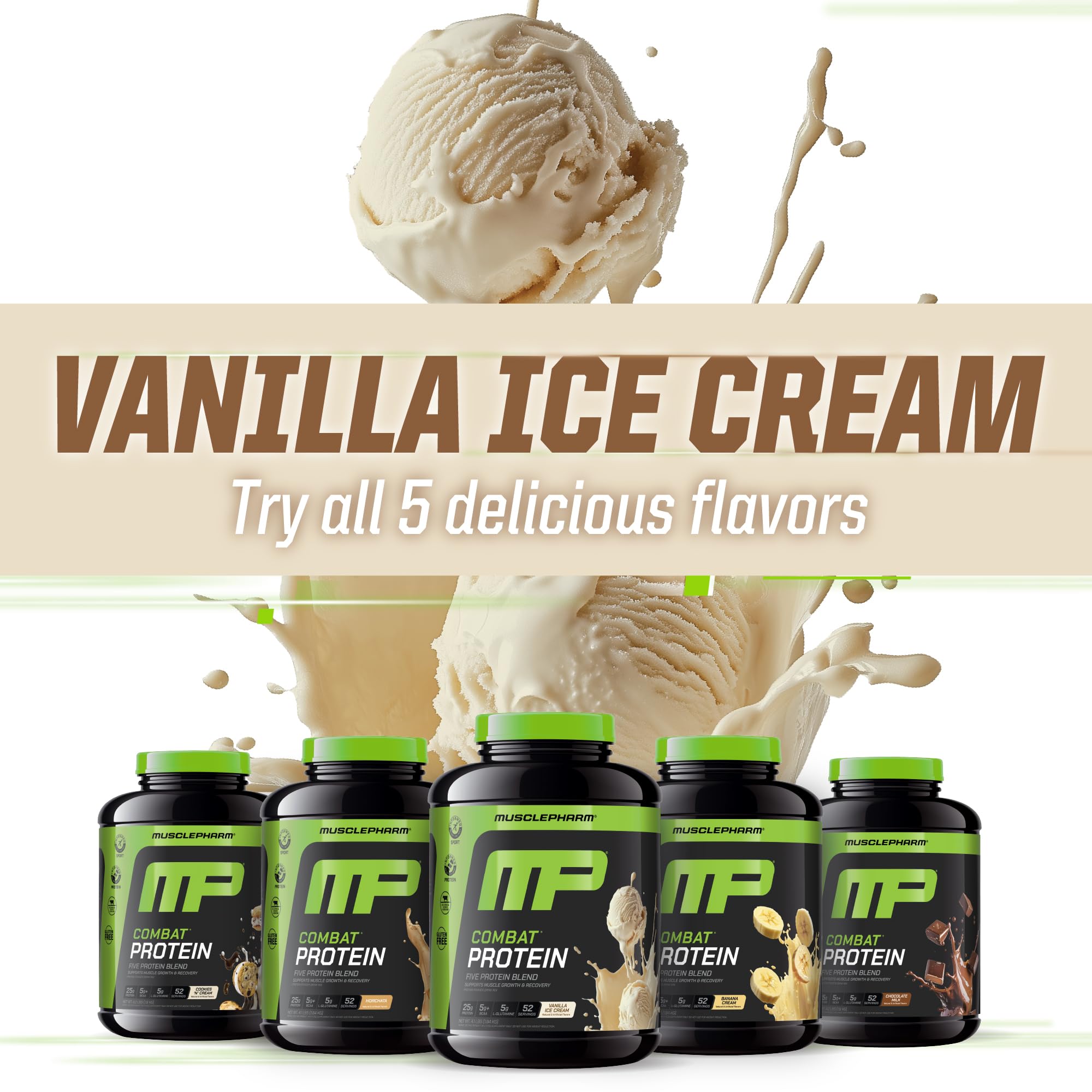 Batido de vainilla MusclePharm combinado con frutas para desayuno proteico