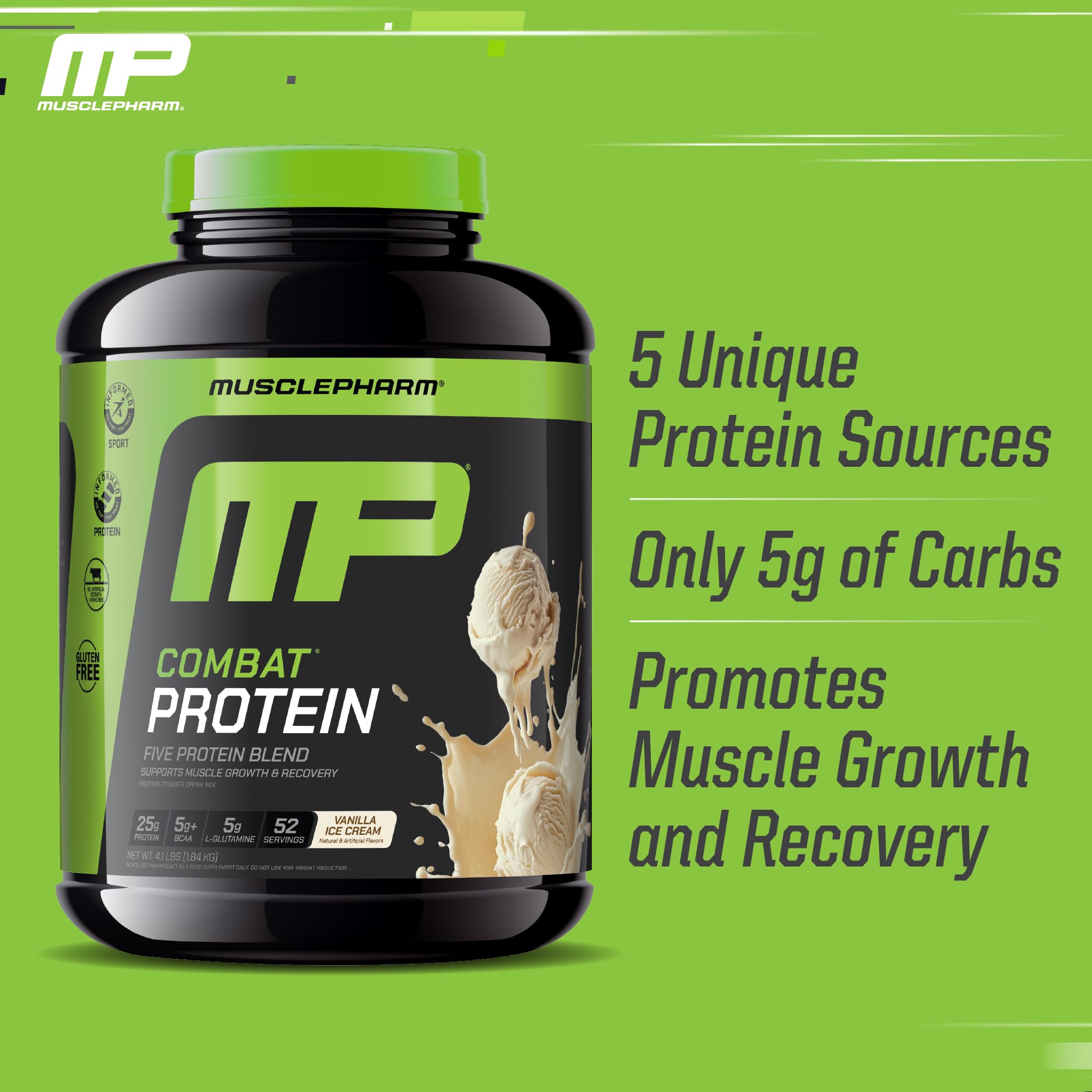 Detalle de la etiqueta nutricional MusclePharm Combat con información de ingredientes