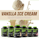 MusclePharm envase junto a botella en gimnasio, uso funcional y portátil
