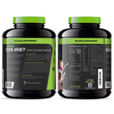 MusclePharm comparativa de tamaño del envase destacando valor y ahorro por servicio