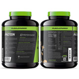 MusclePharm tabla nutricional en closeup, beneficio: información clara por porción