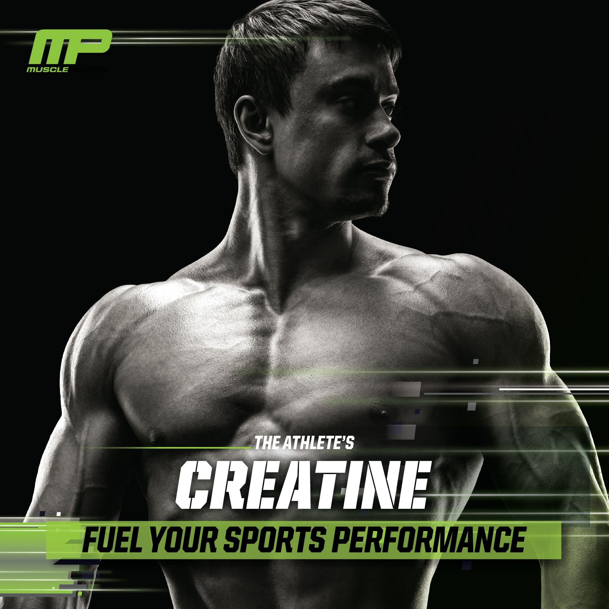 MusclePharm etiqueta con información nutricional y servicios claros