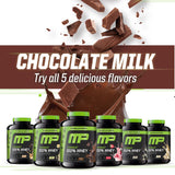 MusclePharm envase junto a equipo de gimnasio indicando uso práctico