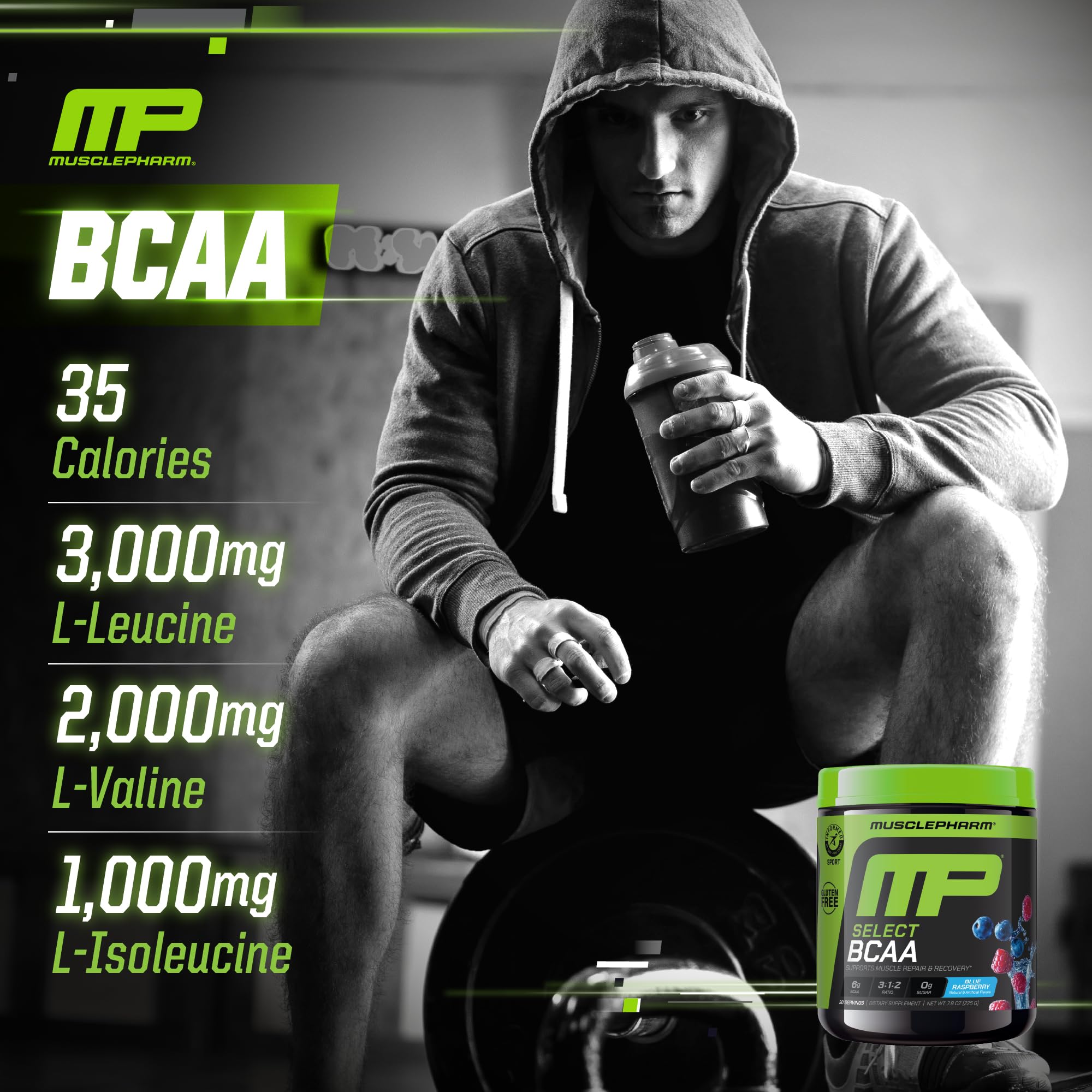 MusclePharm atleta usando el producto durante sesión intensa para energía