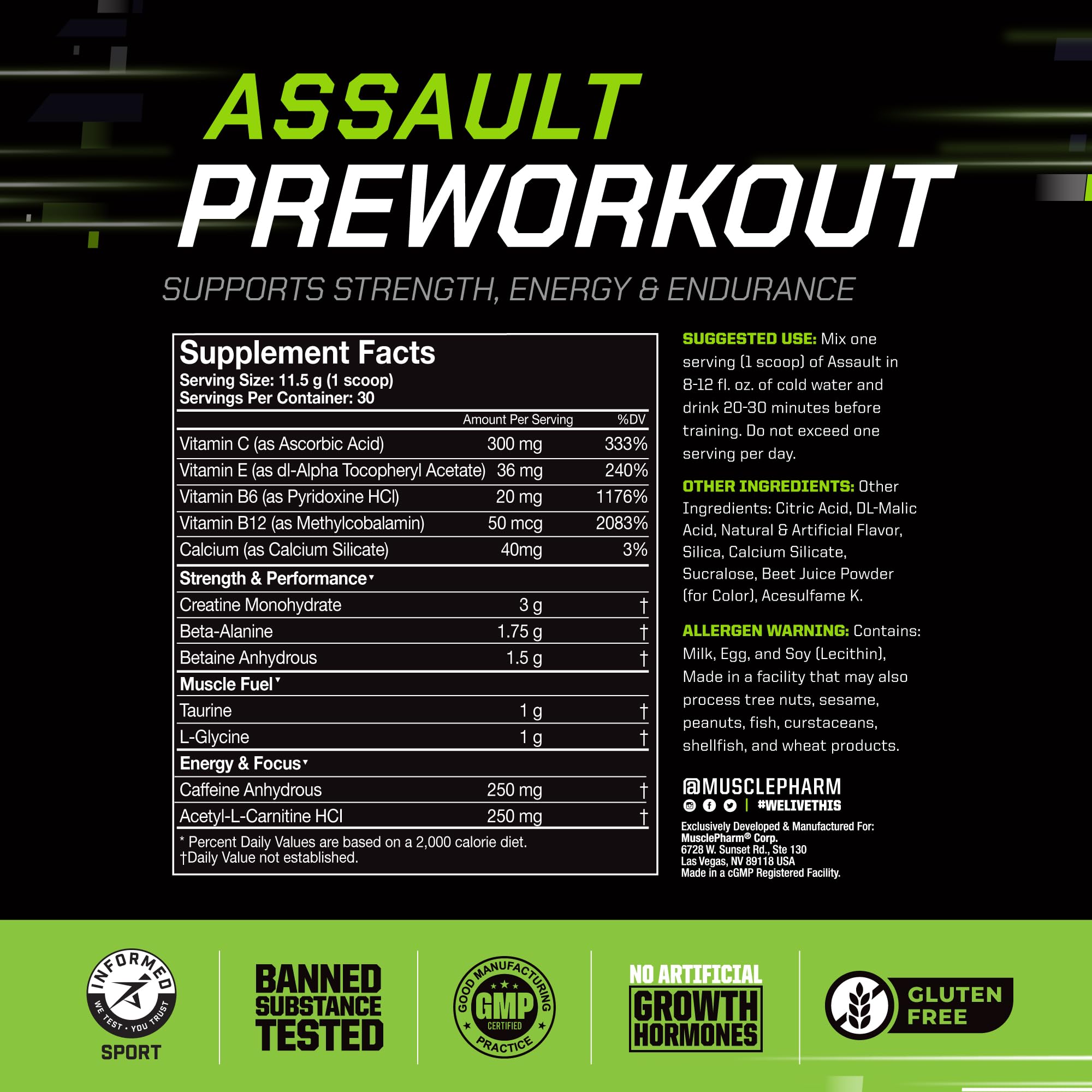 Vaso con mezcla MusclePharm listo para beber, beneficio de consumo práctico