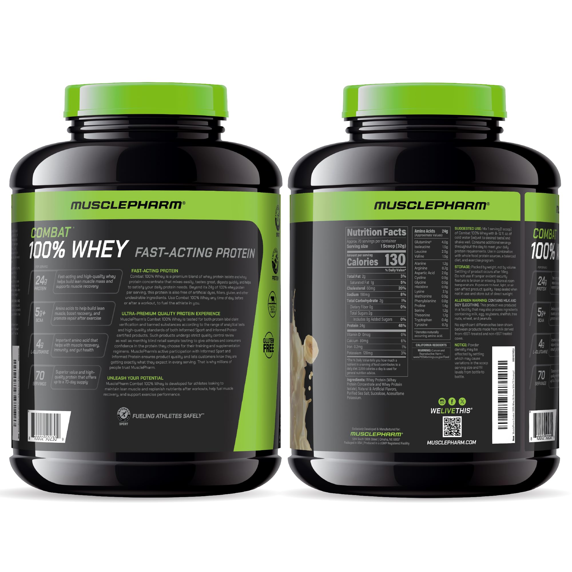 MusclePharm escena lifestyle sabor Banana Milk disfrutado después ejercicio