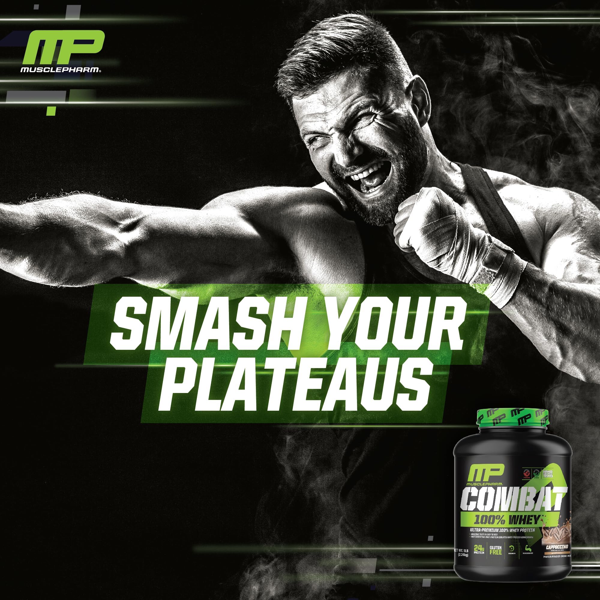 Muscle Pharm etiqueta nutricional en detalle con información de proteína por ración