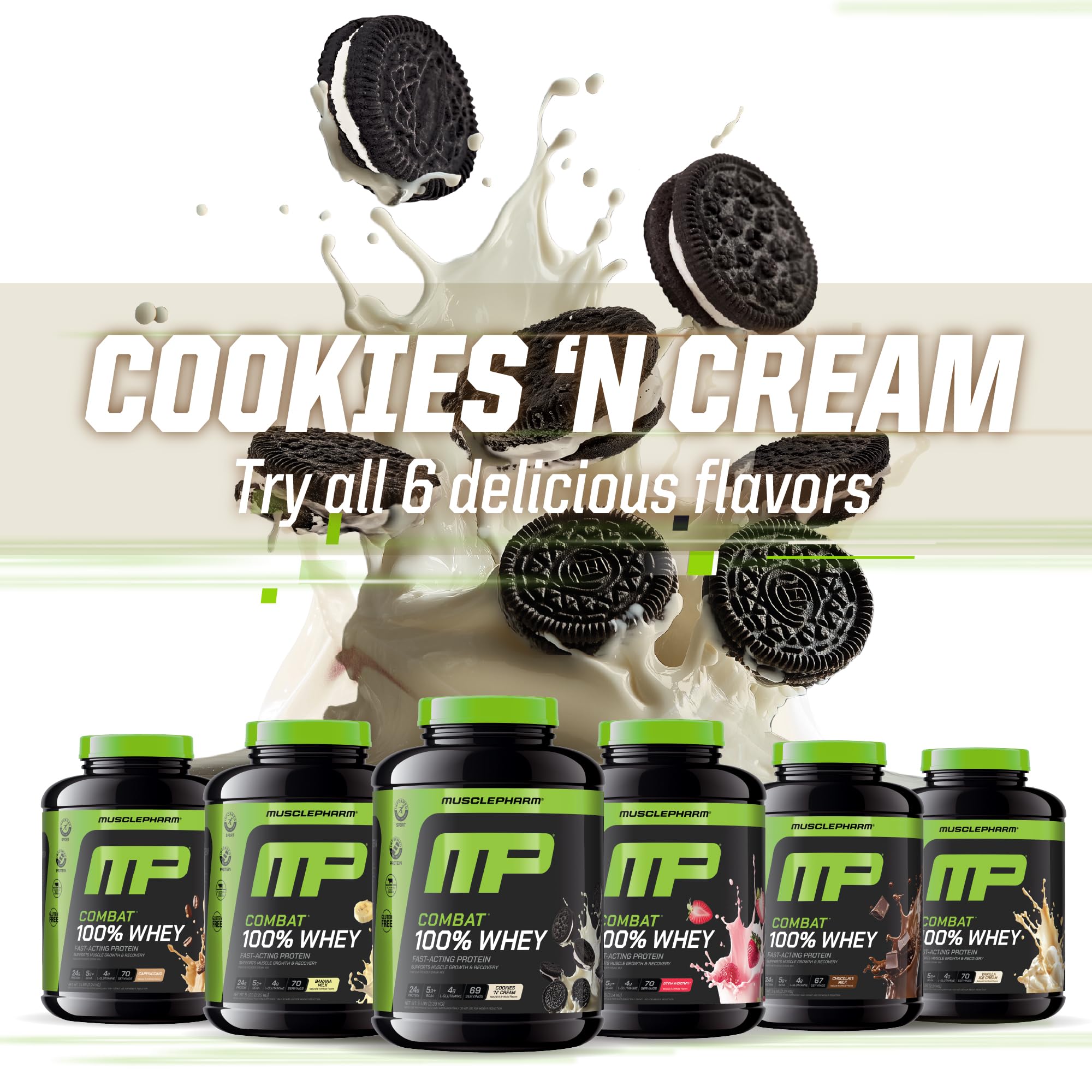 MusclePharm etiqueta nutricional legible con información de proteínas por porción