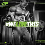 MusclePharm vista lateral del packaging mostrando instrucciones claras