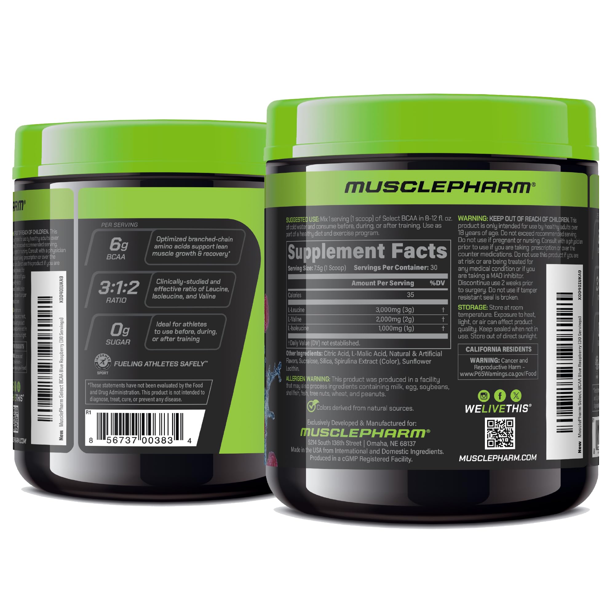 MusclePharm frambuesa azul e ingredientes naturales sugeridos para sabor