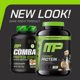 MusclePharm tapa y etiqueta en detalle, beneficio: información de uso visible