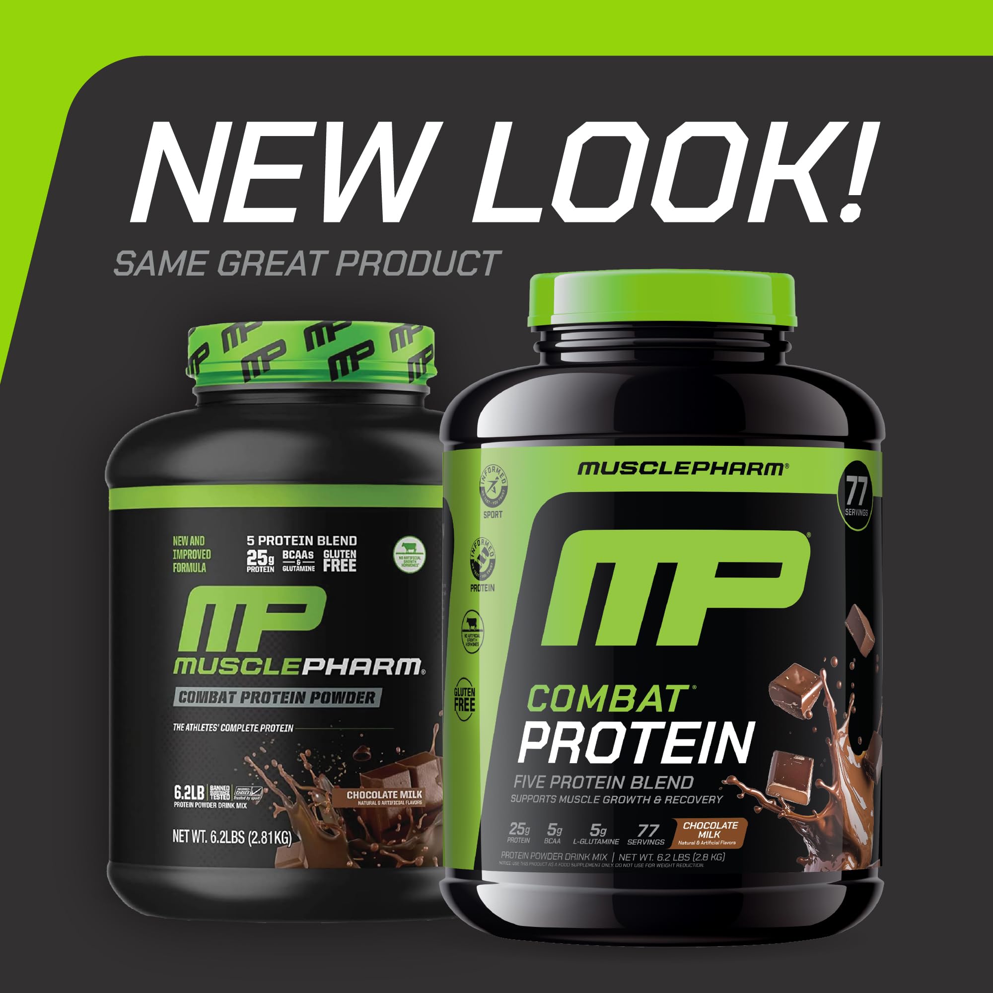 MusclePharm etiqueta en detalle que destaca 25 g de proteína por porción