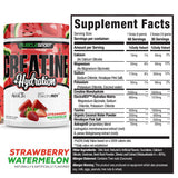 Musclesport Creatine polvo textura en cuchara demostrando fácil disolución y sabor fresa sandía