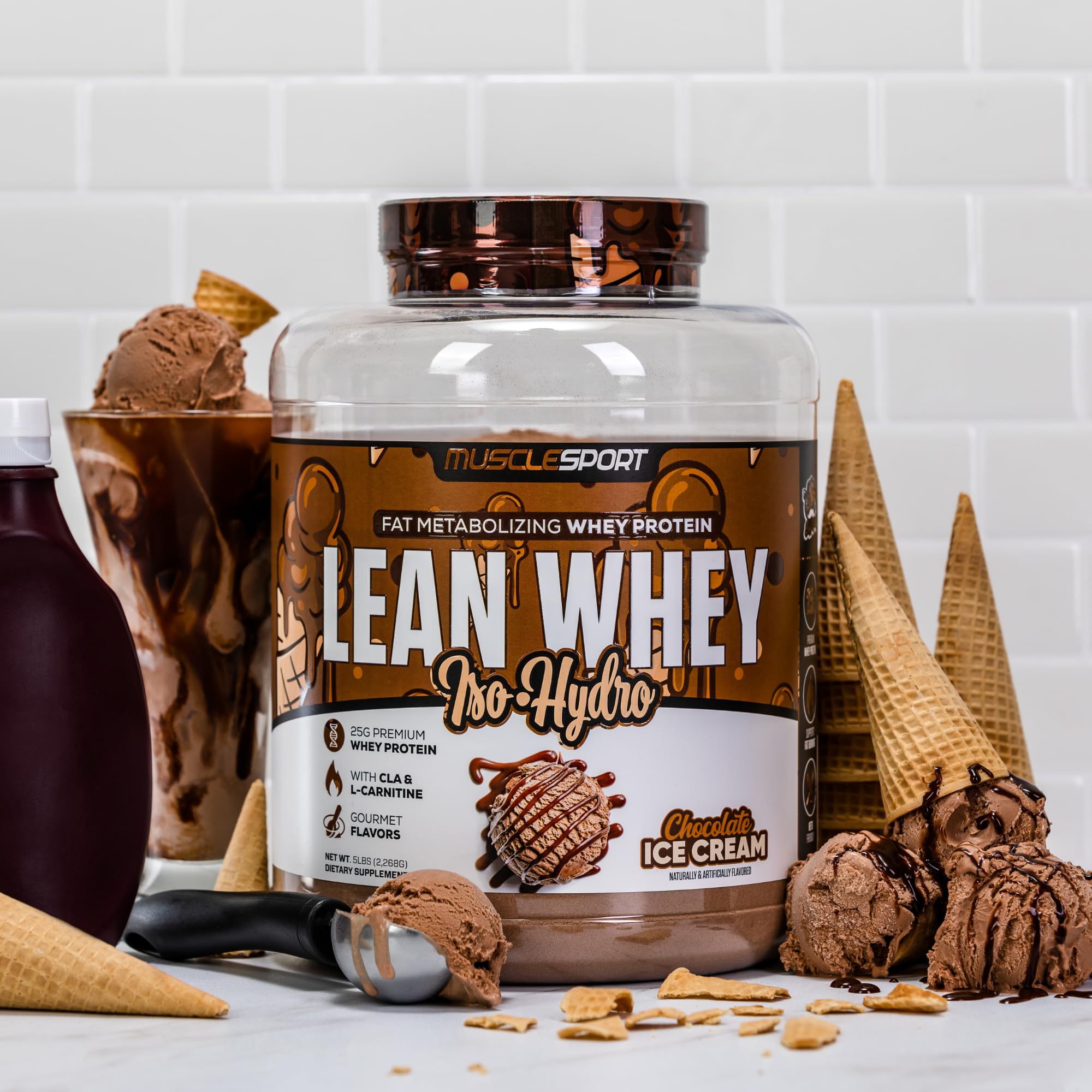 MuscleSport etiqueta nutricional centrada en macros y 25g de proteína por servicio