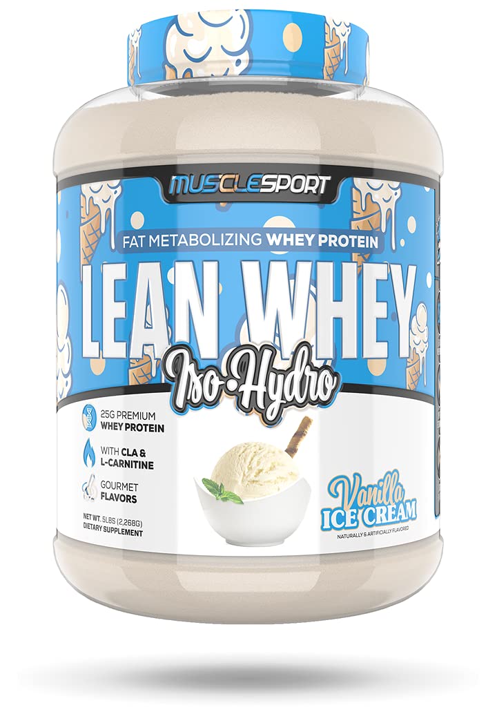 Musclesport envase frontal Vainilla Ice Cream muestra presentación y beneficios
