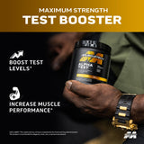 MuscleTech AlphaTest cápsulas en primer plano para ver textura y tamaño