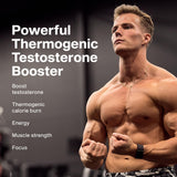 MuscleTech AlphaTest Thermo etiqueta lateral mostrando ingredientes y dosis, beneficio transparencia