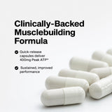 MuscleTech primer plano de cápsula de liberación rápida y textura clara