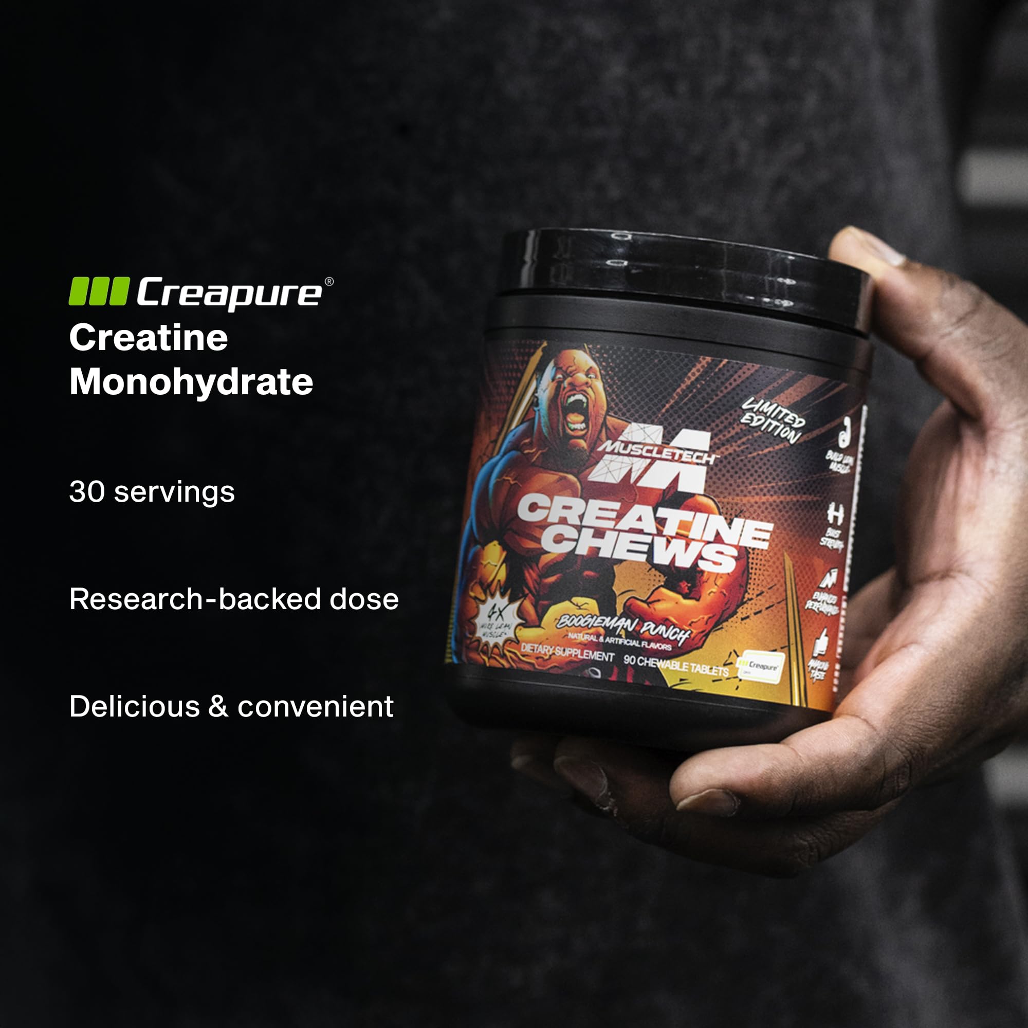 MuscleTech tomando las chews tras entrenamiento para rápida recuperación
