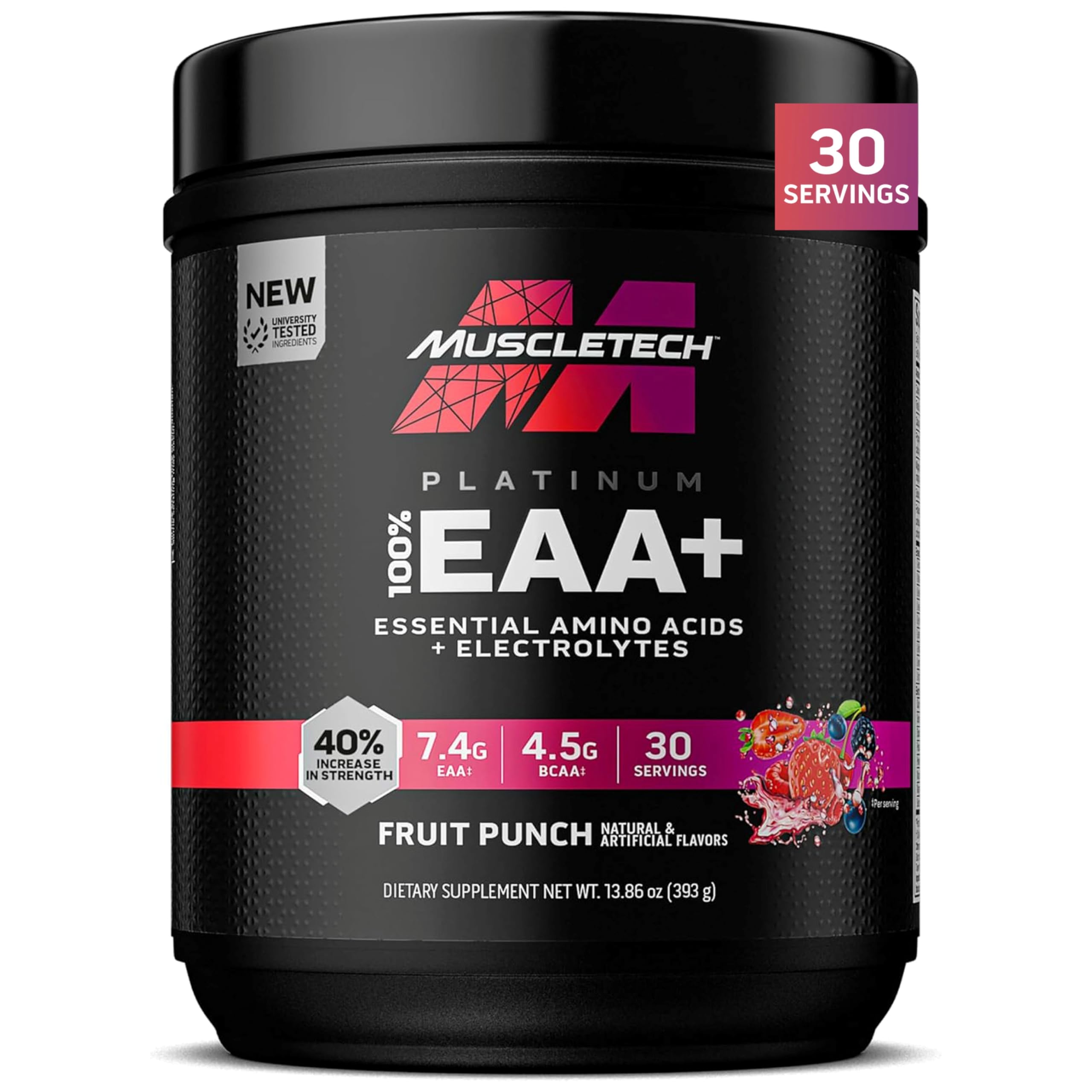 MuscleTech vista frontal del envase mostrando diseño y cantidad
