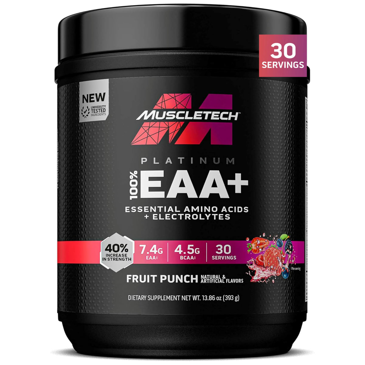 MuscleTech vista frontal del envase mostrando diseño y cantidad