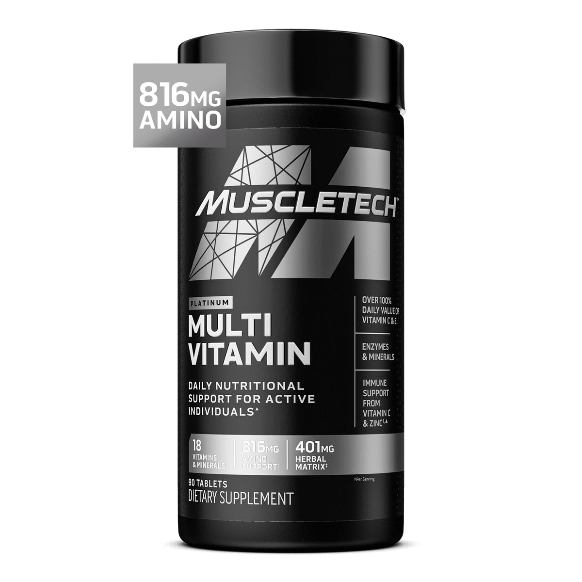 MuscleTech envase frontal mostrando fórmula completa y beneficios visibles