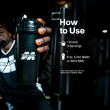 MuscleTech producto en gimnasio junto a pesas enfatizando uso para entrenamiento y recuperación