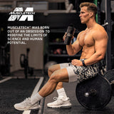 MuscleTech envase 5 lb Nitro-Tech comparado con botella para tamaño y ahorro
