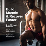 Muscletech detalle del polvo Nitro-Tech que resalta textura fina y mezclabilidad
