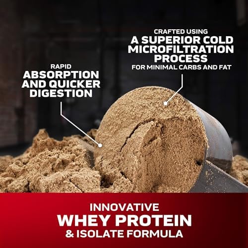 MuscleTech textura del polvo Nitro-Tech para mezcla rápida y sabor cremoso