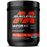MuscleTech envase frontal Vapor X5 mostrando sabor y porciones