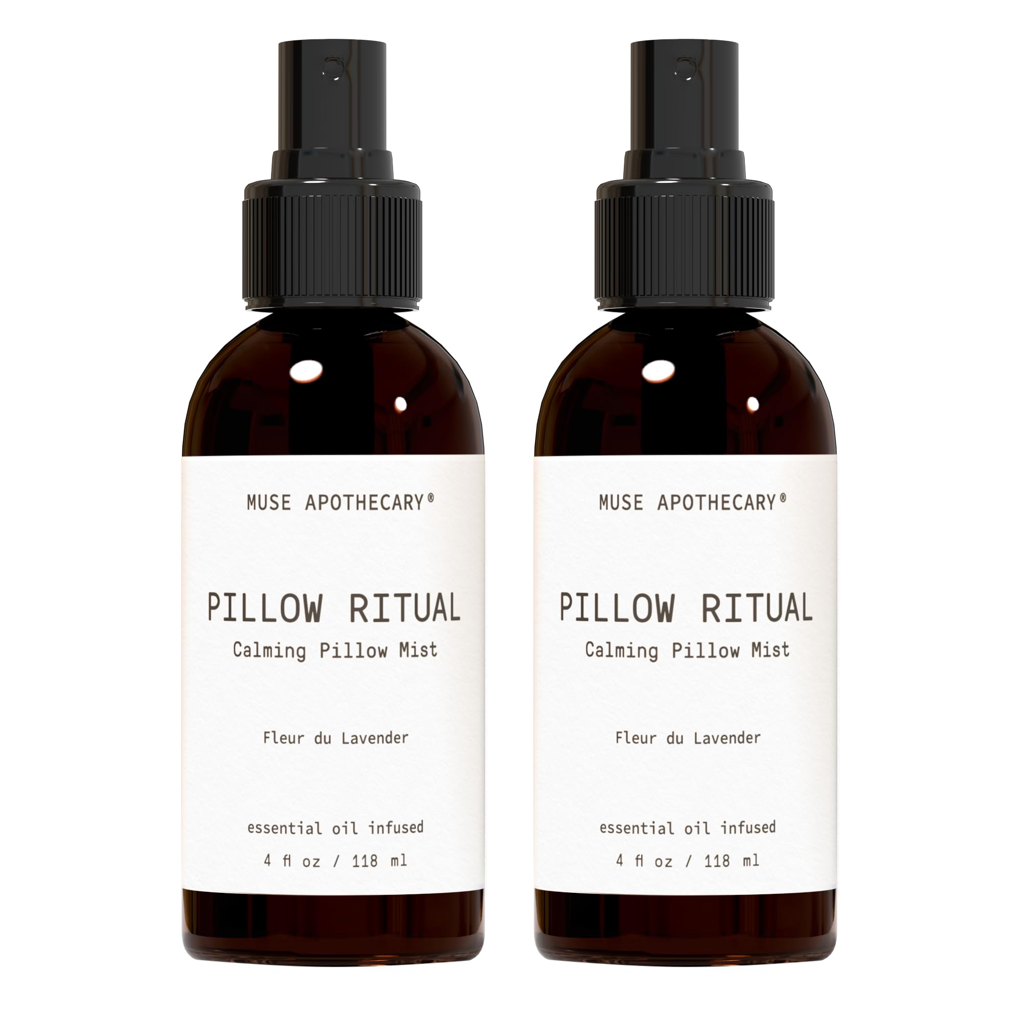 Muse Apothecary botella frente empaque mostrando diseño y beneficio aromático