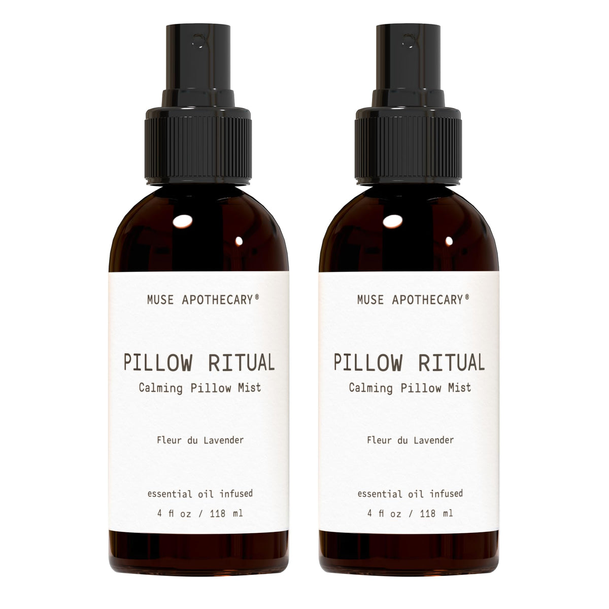 Muse Apothecary botella frente empaque mostrando diseño y beneficio aromático