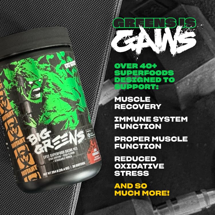 Textura del polvo Mutant Big Greens en primer plano para apreciar mezcla fina y homogénea