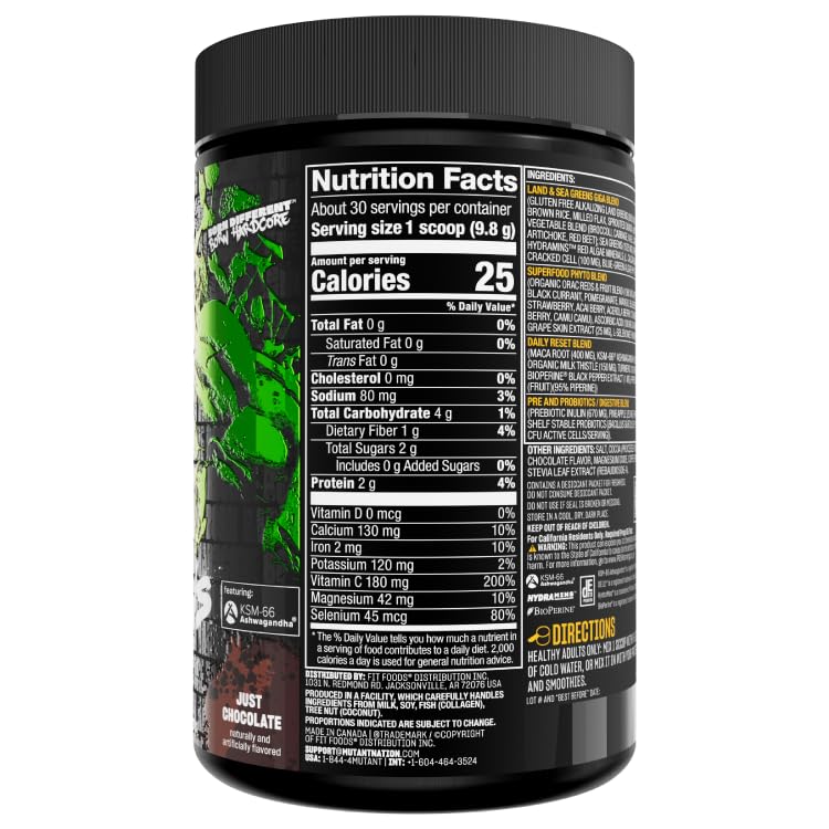 Mutant Big Greens usado en receta saludable para ver adaptación culinaria y sabor chocolate