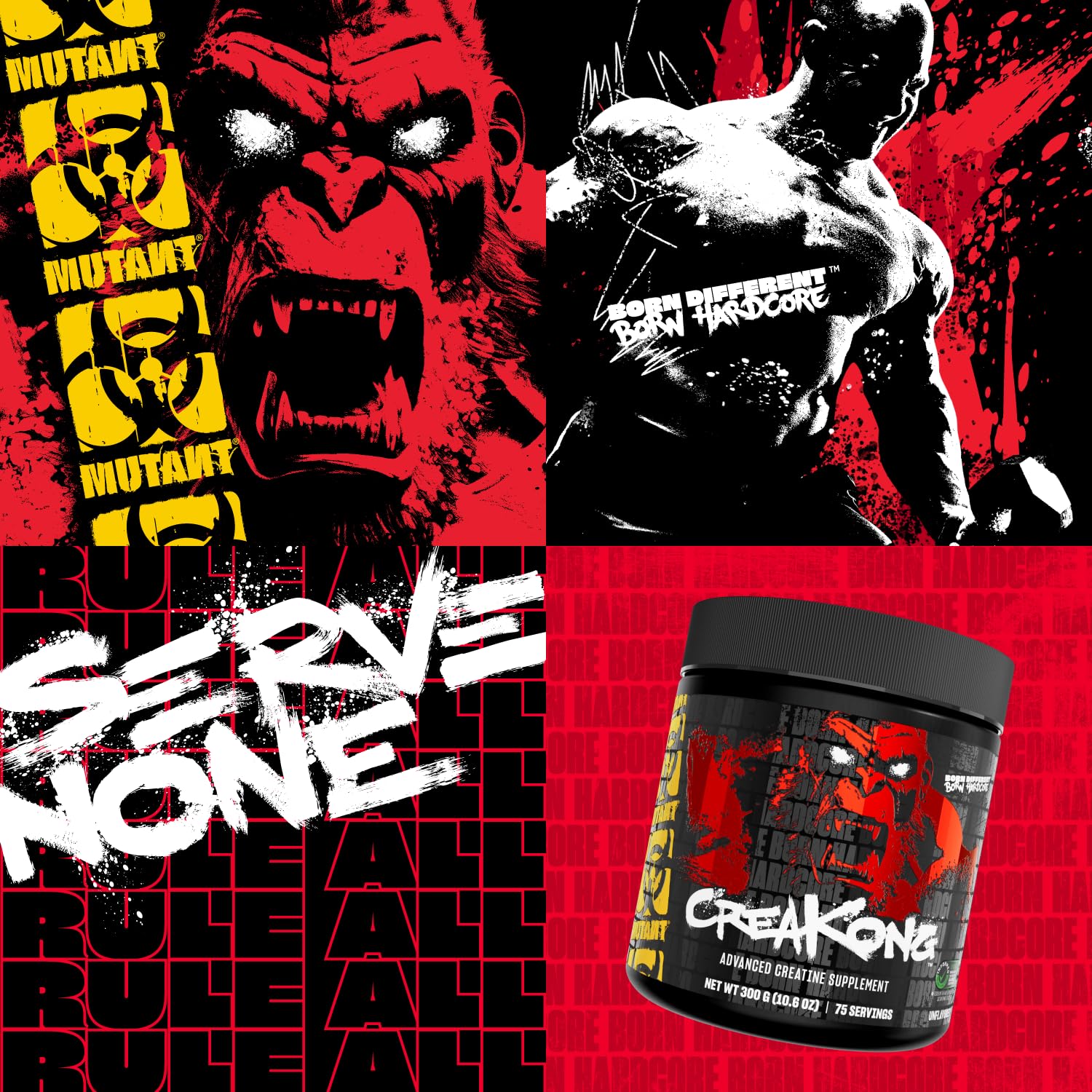 Mutant CREAKONG envase junto a manos para comparar tamaño real