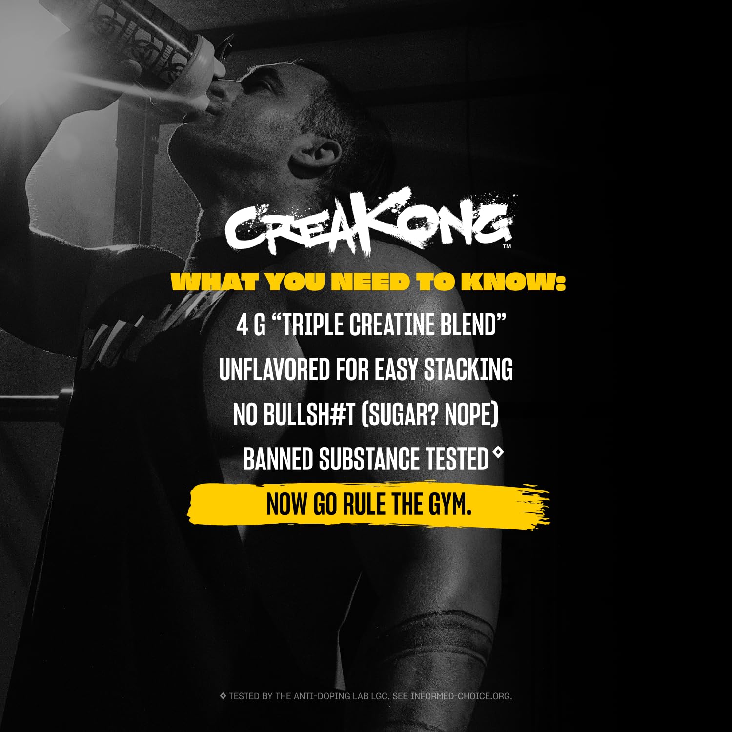 Mutant CREAKONG mezclado en batido con proteína para apilar suplementos