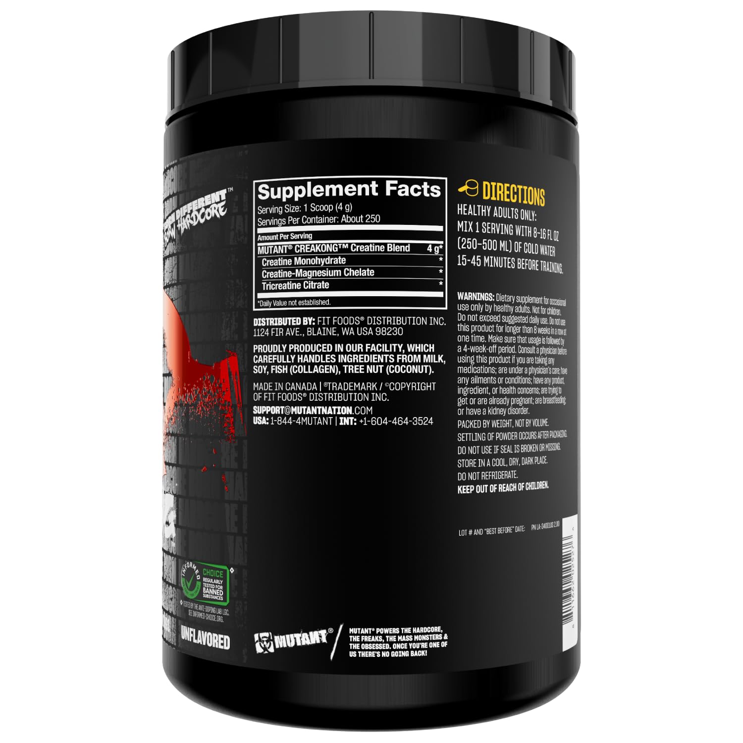 Mutant CREAKONG uso en gimnasio antes de entrenamiento para rendimiento