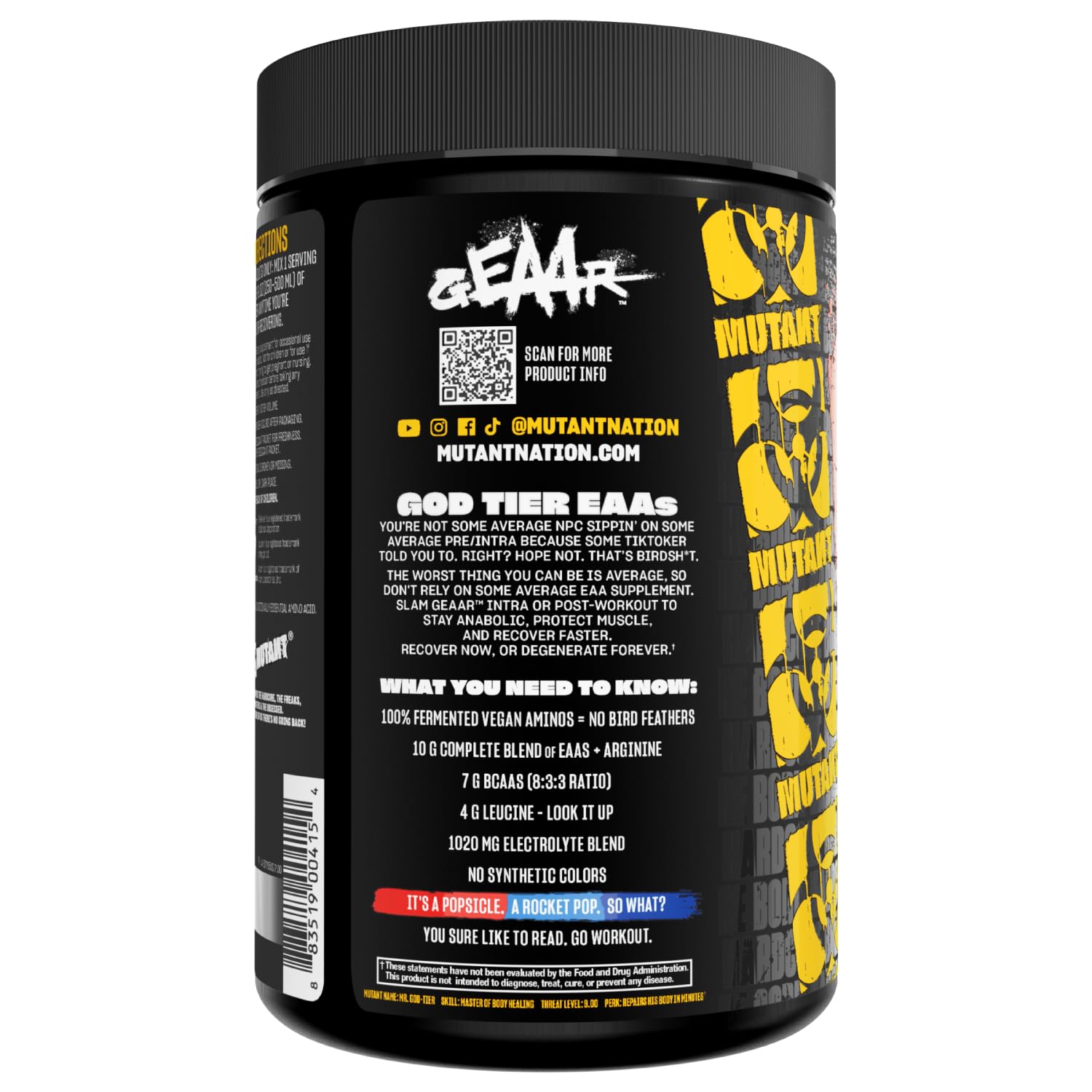 Mutant GEAAR en ambiente de entrenamiento resaltando hidratación y energía