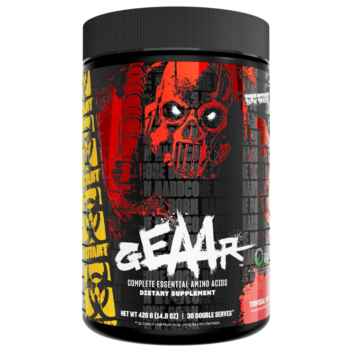 Mutant GEAAR frente del envase mostrando el diseño y sabor Fruit Punch