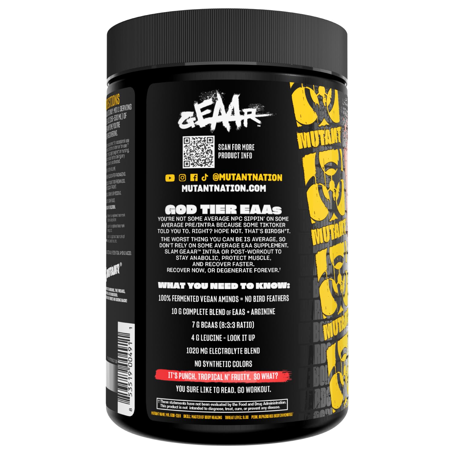 Lifestyle con Mutant GEAAR Fruit Punch y fruta para contexto deportivo