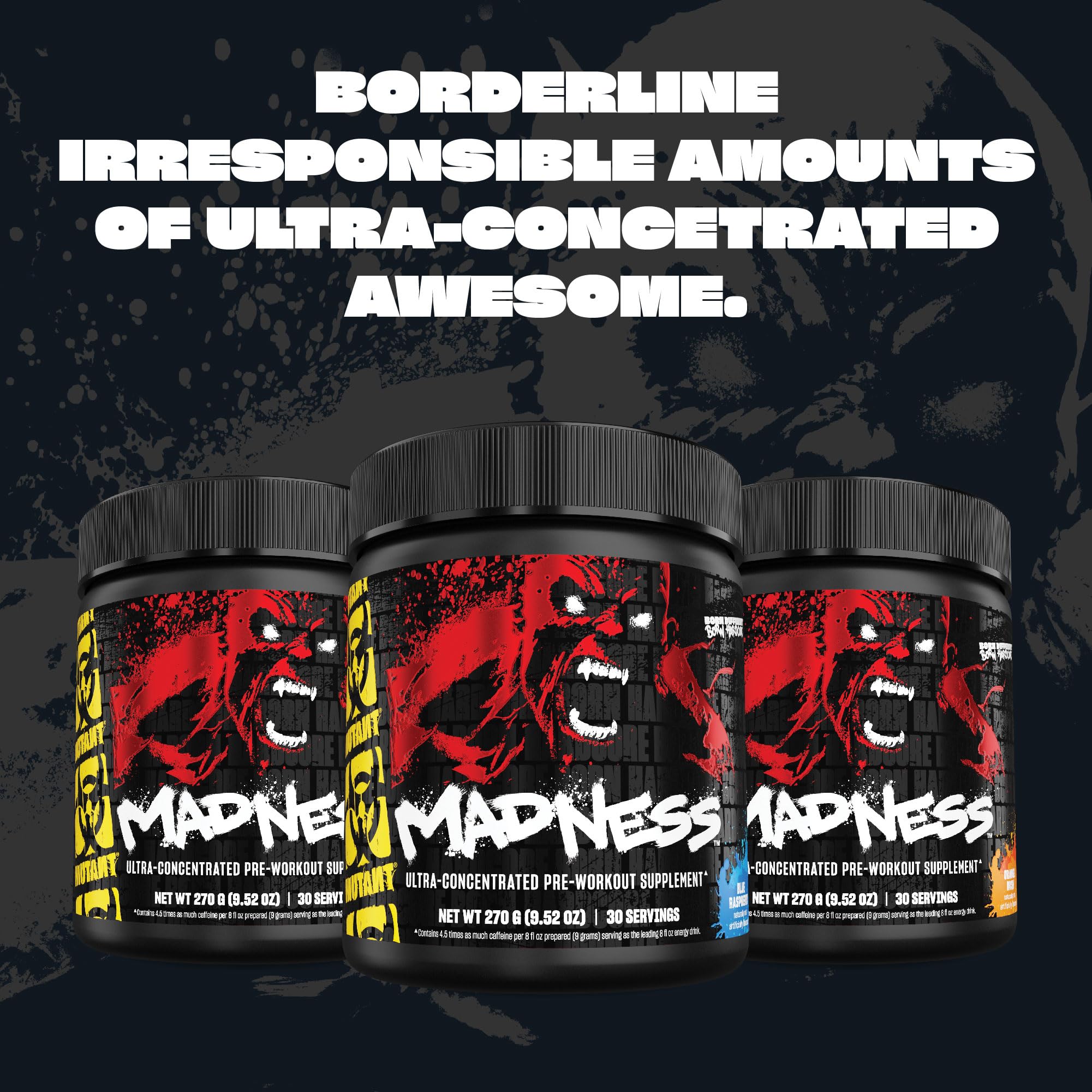 Detalle de etiqueta Mutant Madness con lista de ingredientes clave