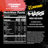 Mutant Mass etiqueta con valores nutricionales y alto contenido proteico