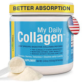 My Daily Collagen envase frontal mostrando raciones y sin sabor, fácil integración