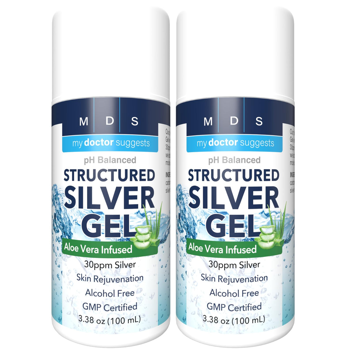 My Doctor Suggests envase frontal del gel muestra dosificador y concentración 30 ppm